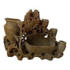 1940s Asian Carved Soapstone | Chairish