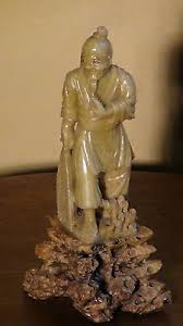ANTIQUE CHINESE LIGHT GREEN JADE CARVED STATUE OF FISHERMAN | eBay