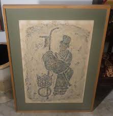 Vintage Mid 20th Century Asian Thai Holy Man in Robe Framed Charcoal Rubbing Art | eBay