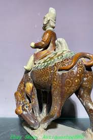 15''Old Chinese Dynasty Tang Sancai Pottery Hu People Person Ride Horse Statue | eBay