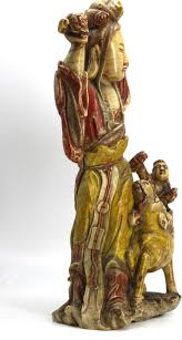 Chinese Painted Marble Figure of Guanyin For Sale at 1stDibs