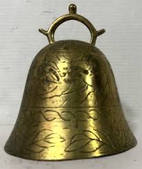 Vintage Bell Ritual Gong Chinese Temple Etched Solid Brass ...