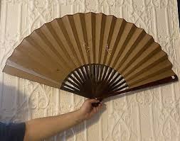 Beautiful Huge Vintage Wall Fan Hand Painted Flowers Gold Background | eBay