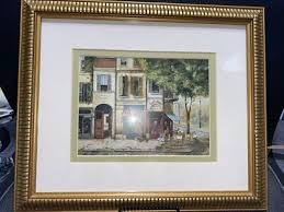 Cafe de Paris Fabrice de Villeneuve Framed Matted Art Print 13x15 Beautiful! | eBay