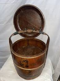 Vintage Chinese Wedding Basket with Wood Carved Handles Woven Sides and Top EFOC | eBay