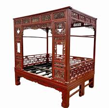 Chinese Carved Red Lacquer Wedding Bed, H. 88 in. x W. 87 in ...