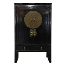 Antique Late 19th Century Black Lacquer Chinese Coffer / Cabinet | Chairish