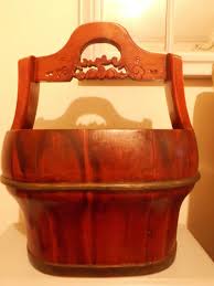 Large antique 19th century Chinese water/rice bucket - Well pails carved handle | eBay UK