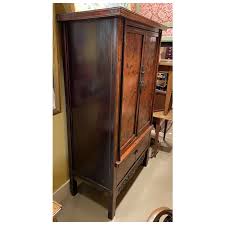 19th/20th c Paint Decorated Red & Gilt Chinoiserie Armoire or Wedding . For Sale at Ruby Lane