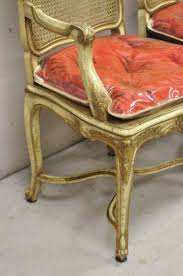 French Louis XV Style Cream Painted Carved Wood Cane ...
