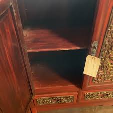 Pair Of Antique Chinese Red Lacquered Cabinets