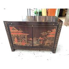 Vintage Oriental Style Sideboard/Media Cabinet - AptDeco