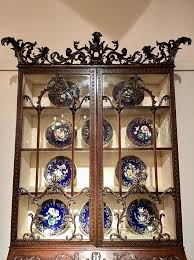 Set of 10 Antique English Hand-Painted Cobalt and Floral Dessert Plates For Sale at 1stDibs