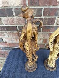 Vintage Pair Of Heavy Oriental Japanese Resin Sculpture ...