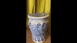 Vintage Blue and White Ceramic Chinoiserie Garden Stool With ...