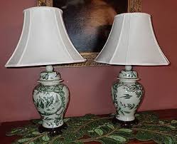 Pair Delft Style Lidded Ginger Jar Lamps