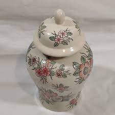 Ginger Jar With Lid 9" Dogwood Vintage Floral Hand Painted | eBay