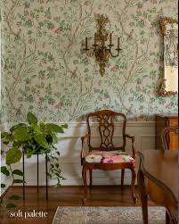 Here she is, folks. Classic. Sophisticated. Colorful. A bit whimsical. Swipe through for the before. Intentional design won't happen overnight 💚 ✨ interior design and styling @kyrosedesigns 📸 @katelikeheart 🦢 wallpaper @thibaut_1886 #