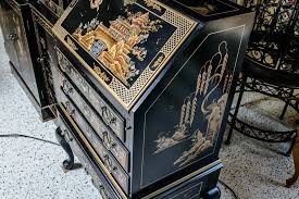 Black Chinoiserie Desk on Stand | Chairish