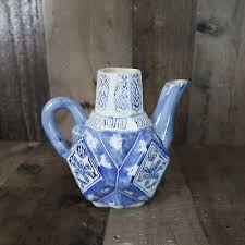 Blue & White Teapot Chinoiserie Asian China Themed Ceramic ...