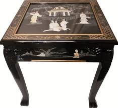 Dragon Leg Oriental End Table Inlaid Pearl in Black Lacquer ...