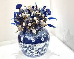 Very RARE Vtg. CHINOISERIE Blue/white Porcelain Vase W >150 Handmade Flowers/leaves. Chinoiserie Neck Piece /rarer VENETIAN Glass - Etsy