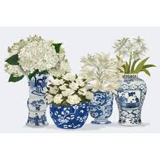 One Allium Way® Chinoiserie Flower Quartet 2, Blue & Reviews | Wayfair