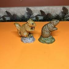 3.5” Handmade Ceramic Figurines Squirrel & Beaver Made In ...