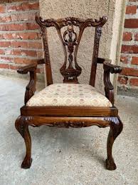 Pair of Mahogany Louis XV Carved Cameo Back Arm Chairs gold leaf purple | eBay