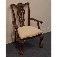 Unique Furniture Solid Mahogany Traditional Chippendale Style Dining Arm Chair 609635 | Chairish