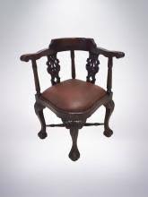 Sold at Auction: Great Chippendale Corner Chair Covered in ...