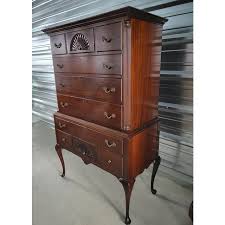 Antique Queen Anne Style Mahogany Highboy Chest of Drawers | Chairish