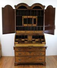 Sold at Auction: Antique English Fancy Burlwood Secretary Desk