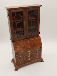 Tall Secretary Desk With Fretwork, Mahogany – Miniature Designs, Inc.