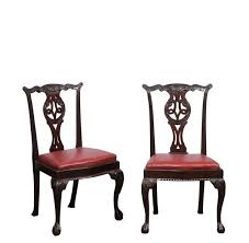 Set of 2 English Chippendale Mahogany Dining Chairs with Ball & Claw Feet | William Word Fine Antiques