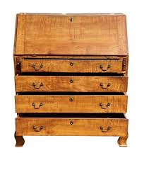 18TH C ANTIQUE NEW ENGLAND CHIPPENDALE APPLE WOOD SLANT LID ...