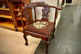 victorian-corner-chair-in-mahogany-with-foliate-carved-crest-rail-legs-with-ball-claw-feet-needlepoi — LEONARDS NEW ENGLAND