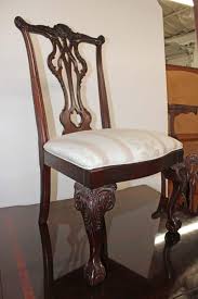 Sold at Auction: Beautiful Thomasville banded burl mahogany Chippendale style ball/claw dining room table with 20" leaf, custom table pads and 6 chairs