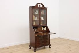 Georgian Vintage Mahogany Drop Front Secretary & Bookcase