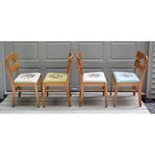 Vintage Set of 4 Mid Century Modern Temple Stuart Dining Chairs Needlepoint | Chairish