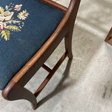 1970s Wooden Mid Century Modern Carved Needlepoint Chair | Chairish