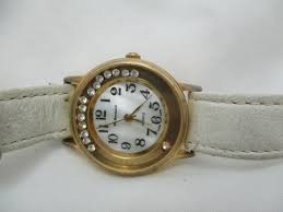 St. Bernard Ladies Watch White Buckle Band Rhinestones | eBay