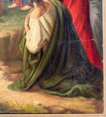 Sold at Auction: Lg. Vintage Oil of Jesus Giving Keys to St ...