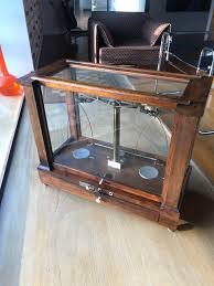 1940s Apothecary Scale in Glass Enclosure | Chairish