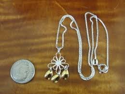 Flower with Gold Vermeil Dangles Sterling Silver 925 Pendant Necklace | eBay