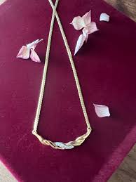 Vintage 18ct Gold Snake Chain and Diamond Ribbon Necklace. - Etsy