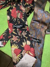 2 Vintage Christian Dior Monsieur Silk Italy Floral Tie 80s ...
