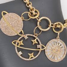 14K Solid Gold Diamond Celestial Charms - Etsy