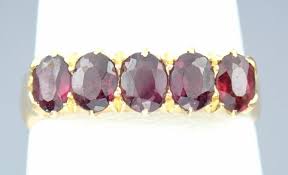 Pretty Antique Victorian 22K Gold Garnet 5-Stone Statement Band Ring 1881 S 7.75 | eBay