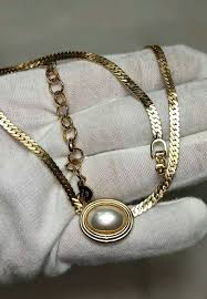 Vintage Christian Dior Gold Tone Faux Pearl Pendant Chain ...